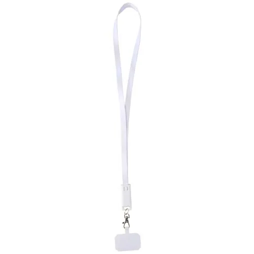 LANYARD DE PLÁSTICO RECICLADO PARA SMARTPHONE CON SINCRONIZACIÓN DE DATOS INTEGRADA Y CABLE 5 EN 1 DE CARGA RÁPIDA DE 65 W 