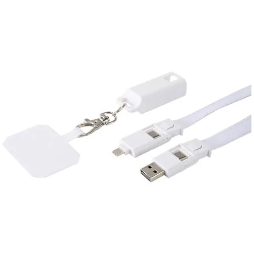 Lanyard de plástico reciclado para smartphone con sincronización de datos integrada y cable 5 en 1 de carga rápida de 65 W 
