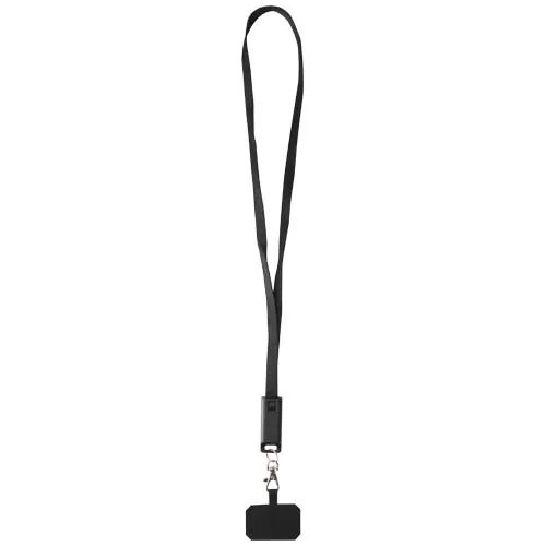 Lanyard de plástico reciclado para smartphone con sincronización de datos integrada y cable 5 en 1 de carga rápida de 65 W 
