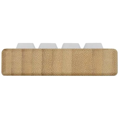 Soporte para teléfono de plástico reciclado con juguete y detalles de bambú 