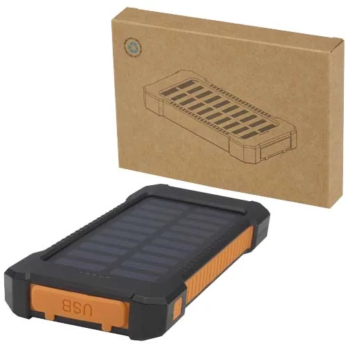 BATERÍA EXTERNA SOLAR DE 5000 MAH Y 10 W DE PLÁSTICO RECICLADO ROBUSTO CON LINTERNA INCORPORADA 