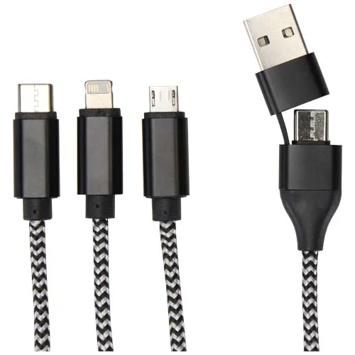 Cable de carga 5 en 1 de aluminio reciclado y RPET de Alphecca