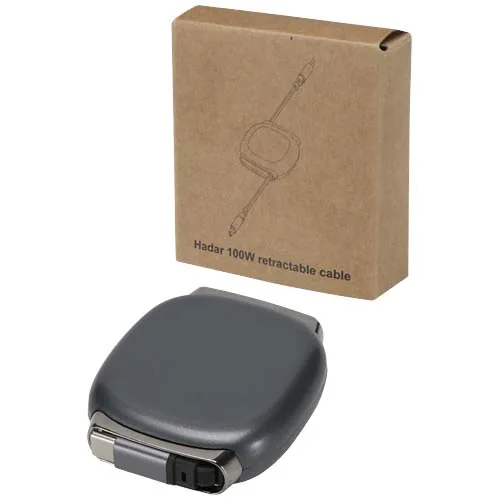 gris metálico Cable retráctil Alphard de 100 W para CarPlay, de plástico reciclado, con 5 en 1 y carga PD