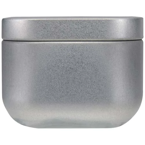 plateado mate Vela cuadrada en caja metálica con aroma de vainilla