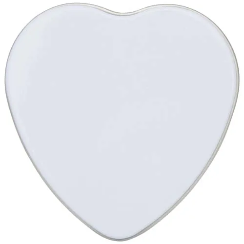 Vela con forma de corazón y aroma de vainilla en caja metálica 