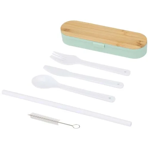 Set de cubiertos con tapa de bambú 