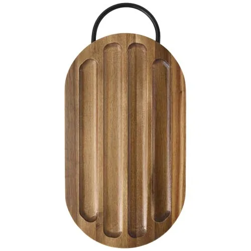 Tabla de cortar de madera de acacia con cuchillo para pan 