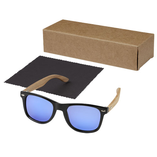 Gafas de sol polarizadas con cristal de espejo de PET reciclado/madera en caja de regalo 