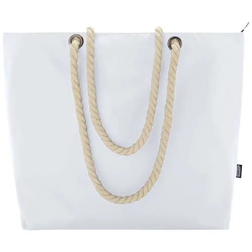 Bolsa de playa refrigeradora de material reciclado GRS con asas de cuerda 