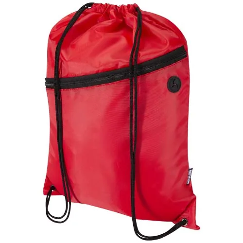 rojo Bolsa con cordón Oriole de RPET con bolsillo frontal con cremallera, 5 l