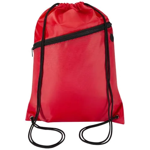 rojo Bolsa con cordón Oriole de RPET con bolsillo frontal con cremallera, 5 l