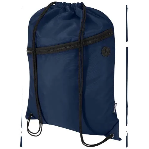 azul marino Bolsa con cordón Oriole de RPET con bolsillo frontal con cremallera, 5 l