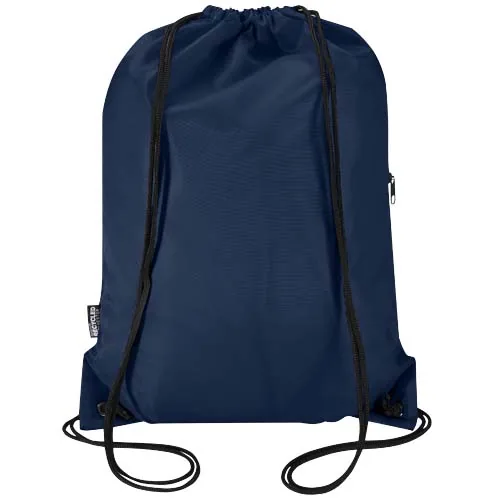 azul marino Bolsa con cordón Oriole de RPET con bolsillo frontal con cremallera, 5 l