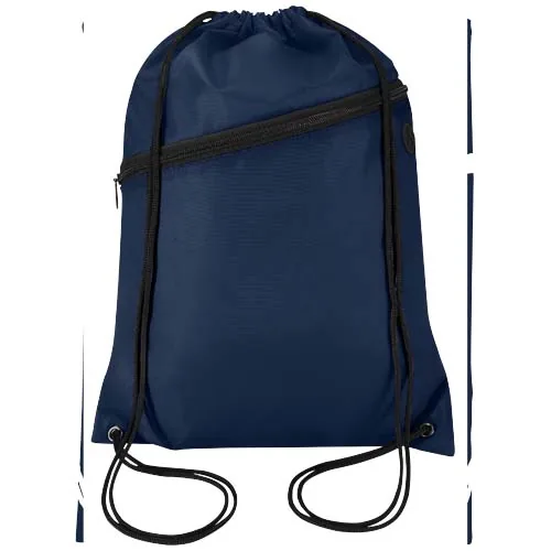 azul marino Bolsa con cordón Oriole de RPET con bolsillo frontal con cremallera, 5 l