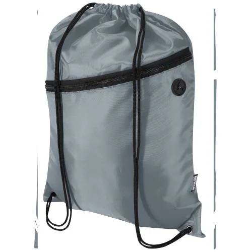 gris Bolsa con cordón Oriole de RPET con bolsillo frontal con cremallera, 5 l