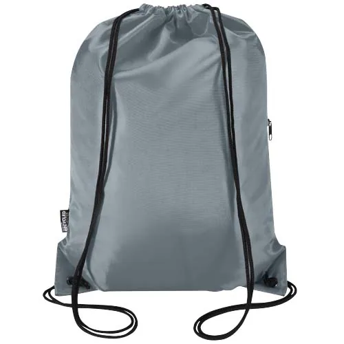 gris Bolsa con cordón Oriole de RPET con bolsillo frontal con cremallera, 5 l