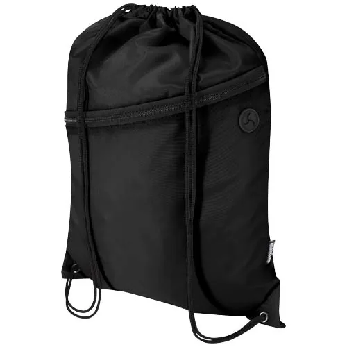 negro intenso Bolsa con cordón Oriole de RPET con bolsillo frontal con cremallera, 5 l