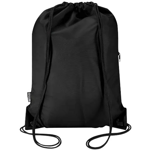 negro intenso Bolsa con cordón Oriole de RPET con bolsillo frontal con cremallera, 5 l