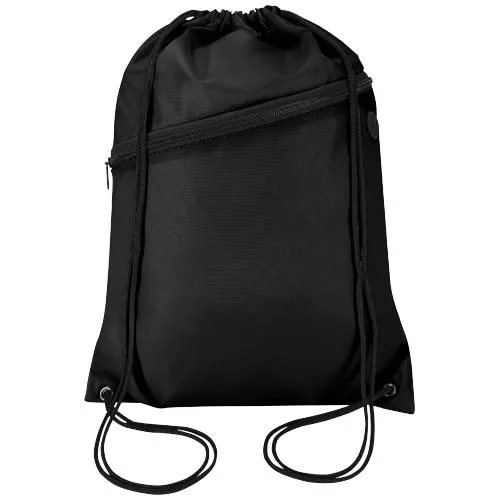 negro intenso Bolsa con cordón Oriole de RPET con bolsillo frontal con cremallera, 5 l