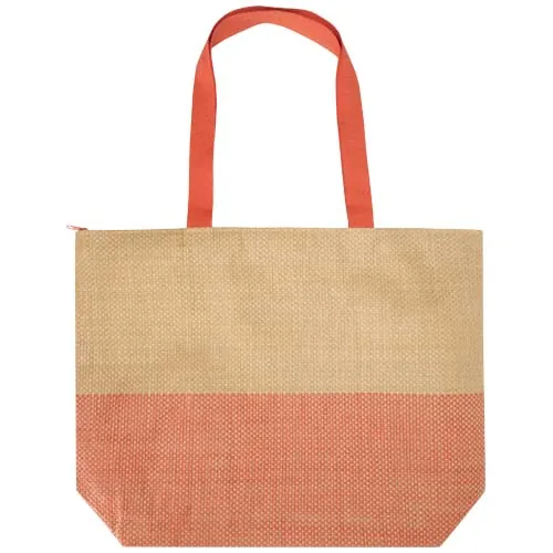 Bolso tote grande de papel de paja Rhythm con cremallera, 21 l