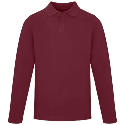 burdeos intenso Polo de manga larga para hombre de 180 g/m² Calgary