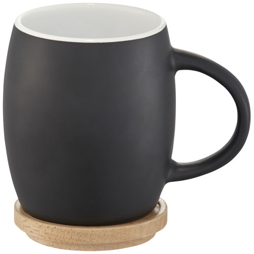 Taza de cerámica de 400 ml con base de madera 