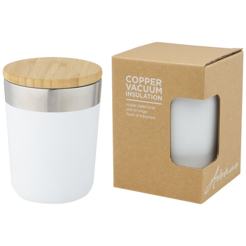 Vaso de 300 ml de acero inoxidable con aislamiento al vacío de cobre y tapa de bambú 