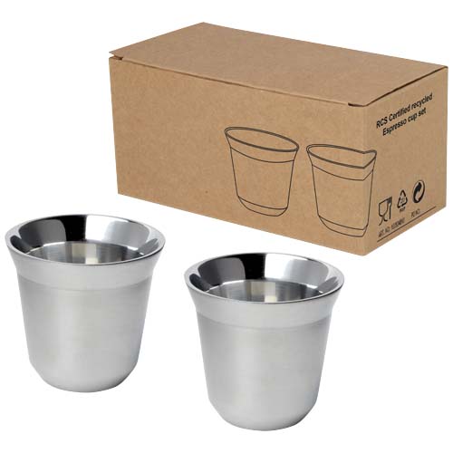 Juego de tazas para espresso de acero inoxidable de 80 ml con certificado RCS 