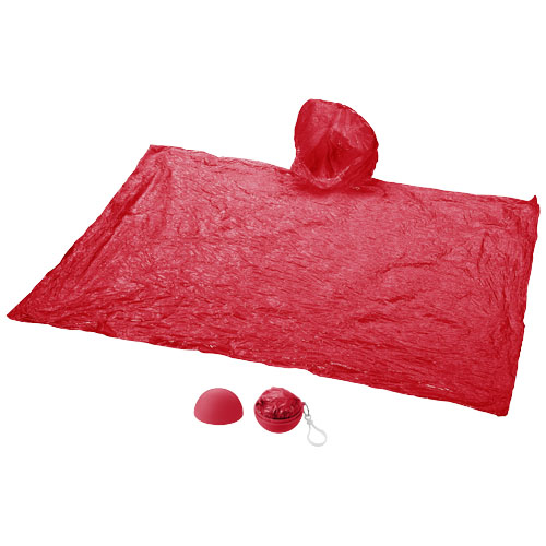 Poncho impermeable plegable en una bola-llavero 