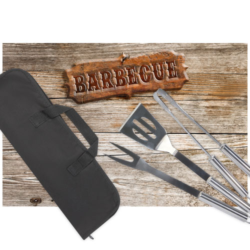 plateado Set de barbacoa de 3 piezas