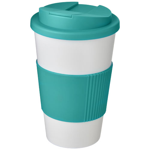 azul aqua Americano vaso 350 ml con agarre y tapa antigoteo