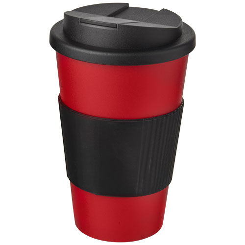 negro intenso Americano vaso 350 ml con agarre y tapa antigoteo