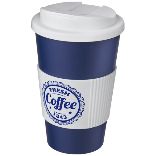 blanco Americano vaso 350 ml con agarre y tapa antigoteo