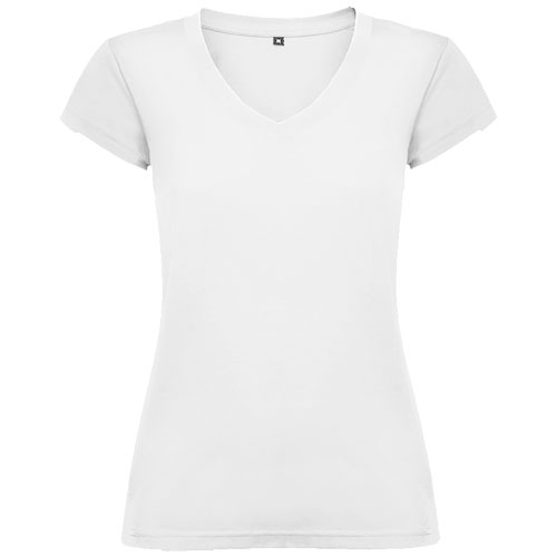 Camiseta de cuello de pico de manga corta para mujer 