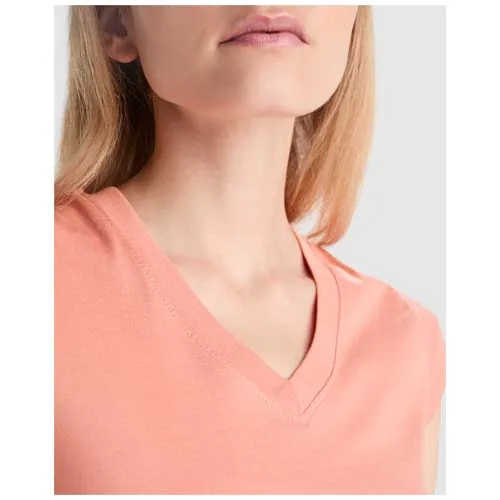 Camiseta de cuello de pico de manga corta para mujer 