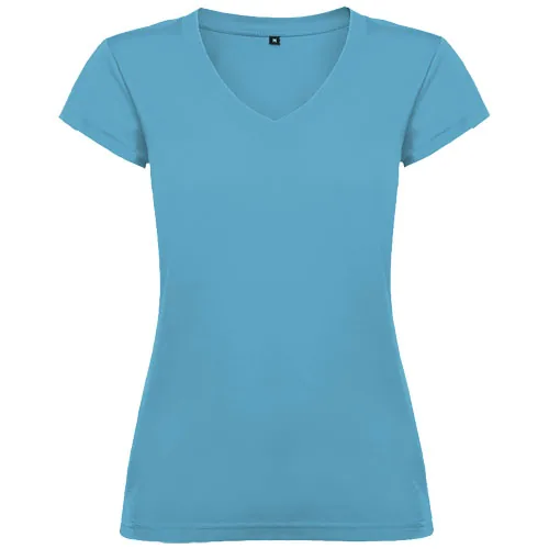 Camiseta de cuello de pico de manga corta para mujer 