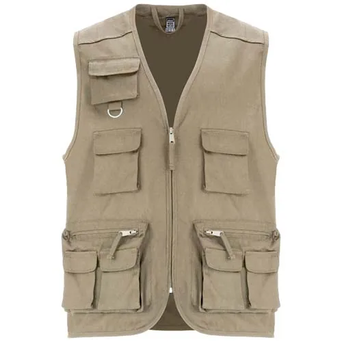 Chaleco de trabajo de 200 g/m2 multi bolsillos y cuello de pico 