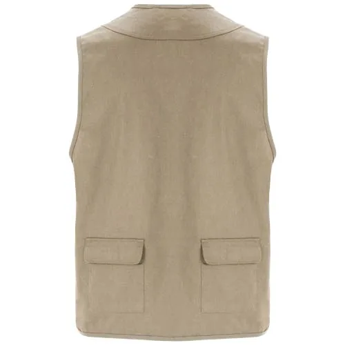 Chaleco de trabajo de 200 g/m2 multi bolsillos y cuello de pico 