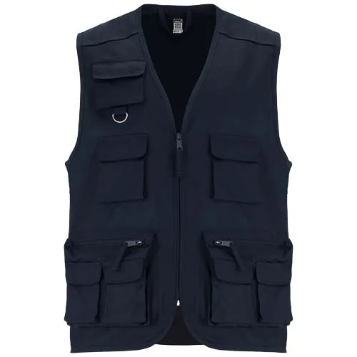 Chaleco de trabajo de 200 g/m2 multi bolsillos y cuello de pico 