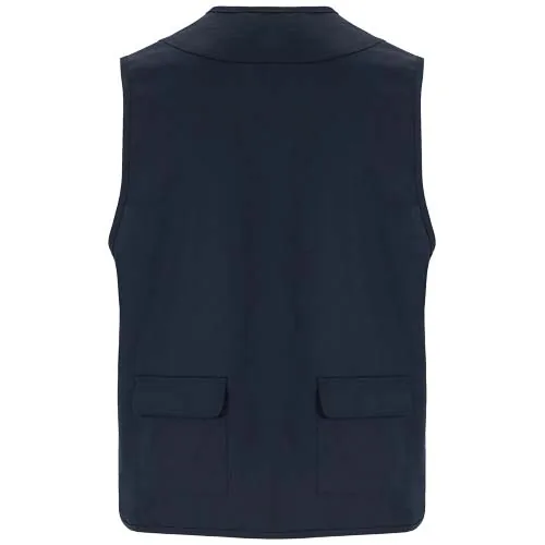 Chaleco de trabajo de 200 g/m2 multi bolsillos y cuello de pico 