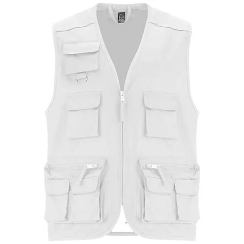 Chaleco de trabajo de 200 g/m2 multi bolsillos y cuello de pico 