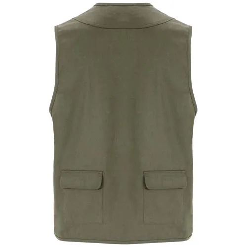 Chaleco de trabajo de 200 g/m2 multi bolsillos y cuello de pico 