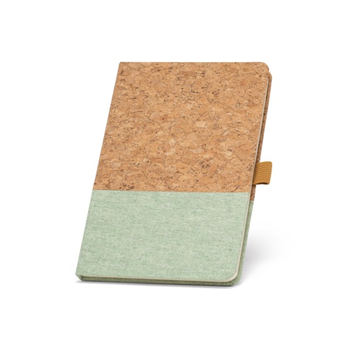 verde claro KLEE II. Cuaderno A5 de corcho y lino con hojas rayadas