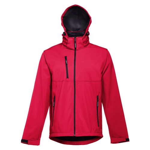 rojo THC ZAGREB II. Chaqueta softshell para hombre, con capucha removible