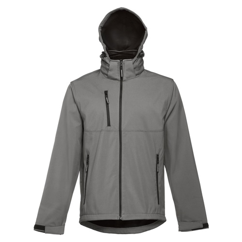 gray THC ZAGREB. Chaqueta softshell para hombre, con capucha removible