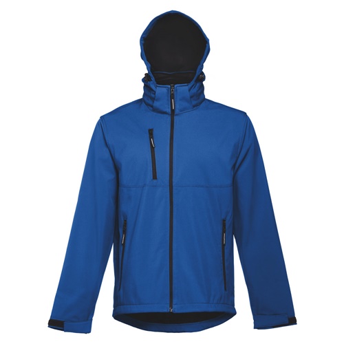 azul royal THC ZAGREB. Chaqueta softshell para hombre, con capucha removible