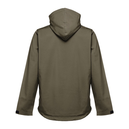 verde militar THC ZAGREB. Chaqueta softshell para hombre, con capucha removible