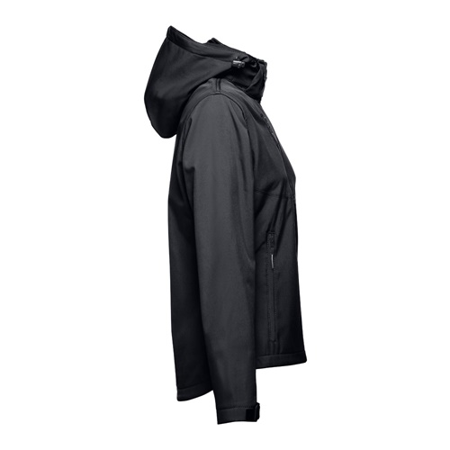 black THC ZAGREB WOMEN. Chaqueta softshell para mujer, con capucha removible