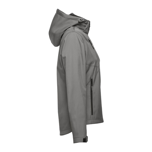 gray THC ZAGREB WOMEN. Chaqueta softshell para mujer, con capucha removible