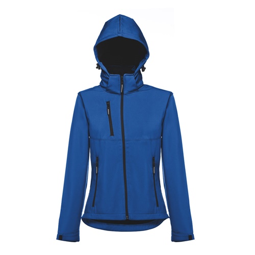 azul royal THC ZAGREB WOMEN. Chaqueta softshell para mujer, con capucha removible